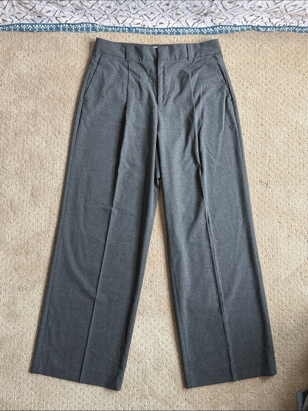 *EUC* Gap High Rise Wide Leg Trousers, Charcoal Heather, Sz 10